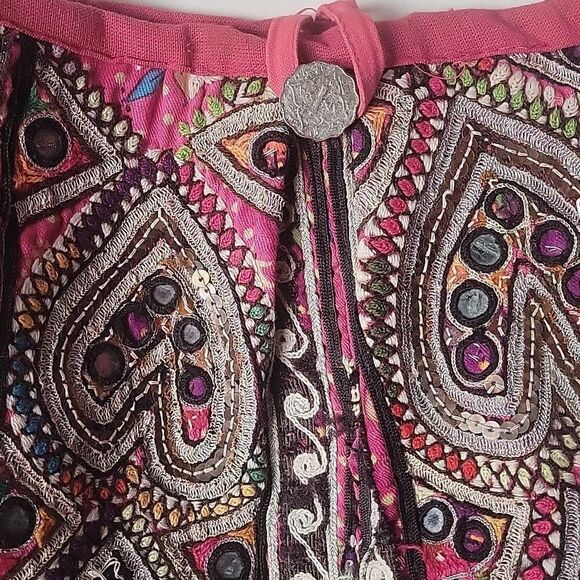 Anthropologie Tolani PatchWork Embroider Beaded Sequin Boho Batik Indian Bag Art - Picture 7 of 15